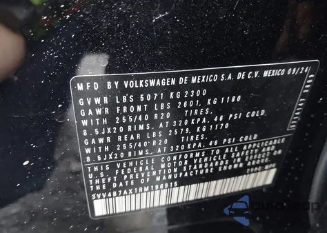 2024 Volkswagen Tiguan 2.0T Sel R-Line из США, поврежденный, VIN 3VV4B7AX1RM196915